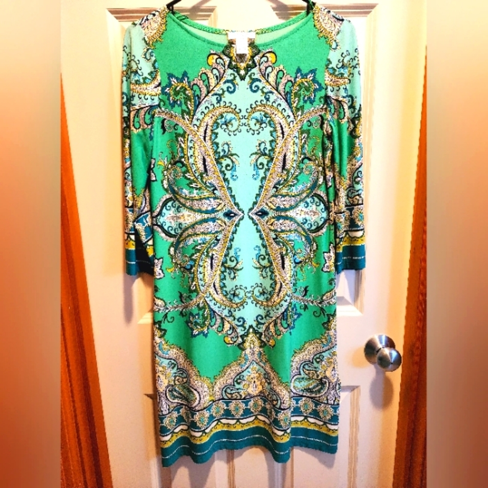 London Times Dress-Paisley Blue